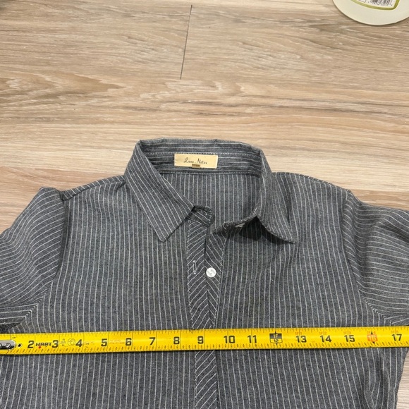 Love Notes Charcoal Striped Button-Down Peplum Shirt - Picture 7 of 8